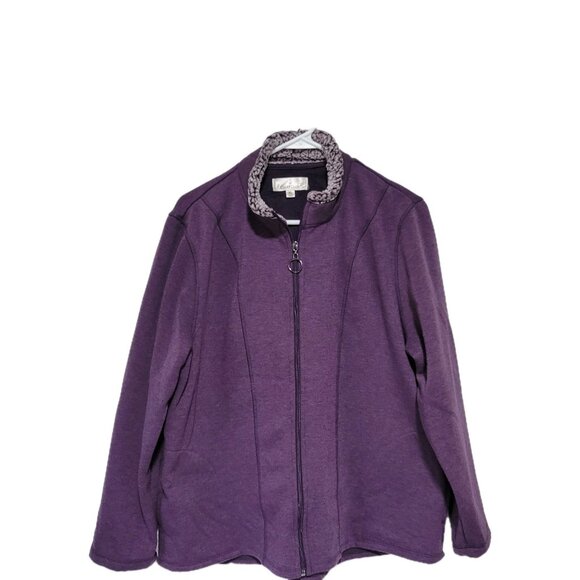 Cuddl Duds Jacket XL Women's Purple Full Zip Sherpa Fleece Collar Cozy - Picture 1 of 4